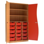 Wellentürenschrank, 190 cm hoch, 105x50 cm (B/T), Tür rechts rot, 